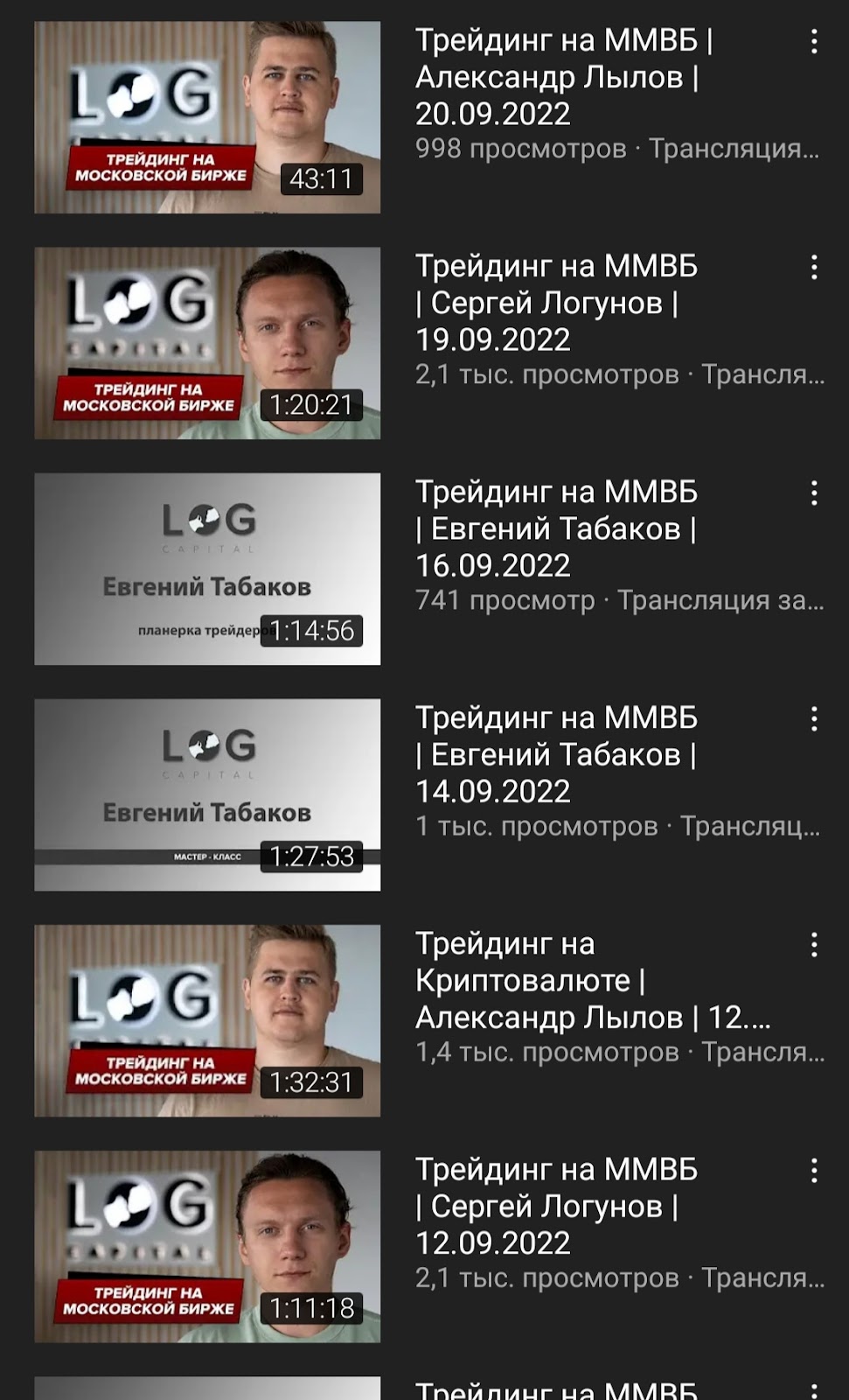 Ютуб LOG CAPITAL