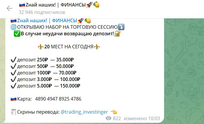 Trading Investinger условия канала