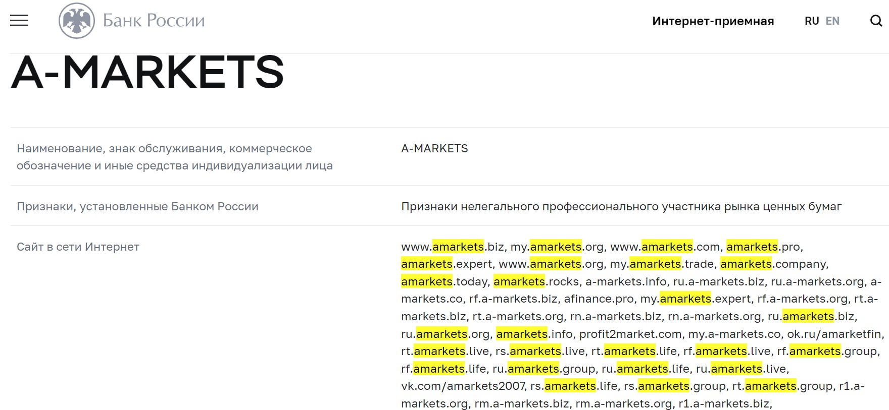 брокер amarkets официальный сайт