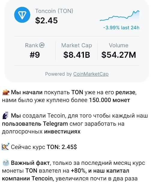 Tecoin Робот телеграм пост