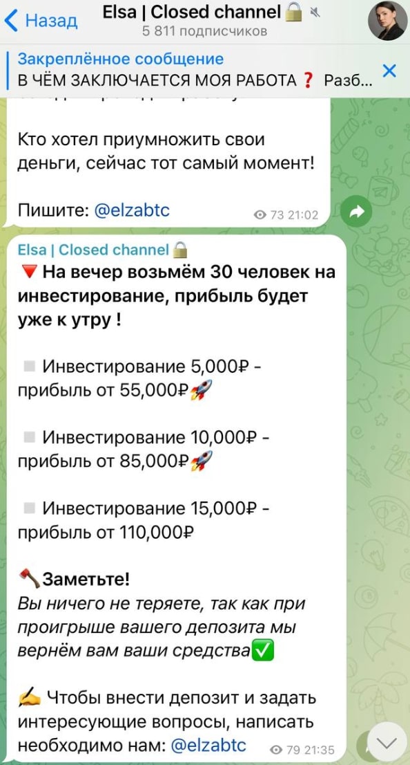 Elsa Closed Channel телеграм пост