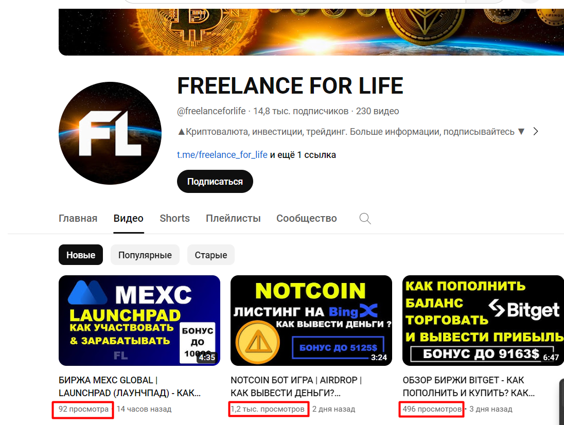 Ютуб  проекта Freelance for Life