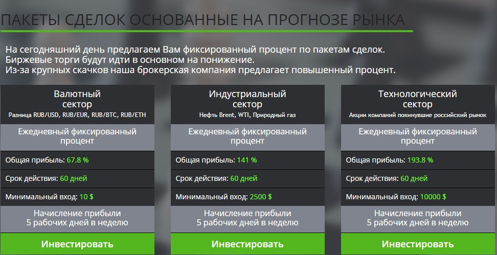 Пакеты сделок компании Arsenal Markets