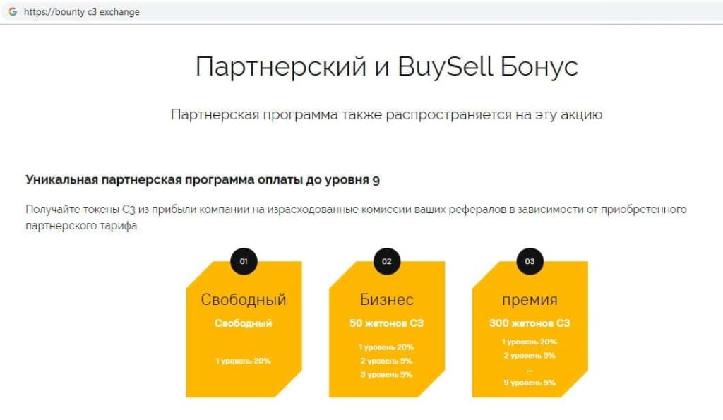 C3 EXCHANGE партнерская программа